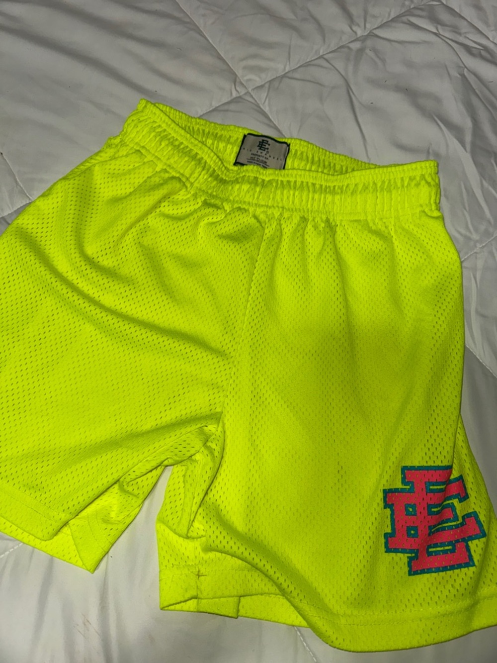 Eric Emanuel Neon Yellow Men's Athletic Mesh Shorts medium of